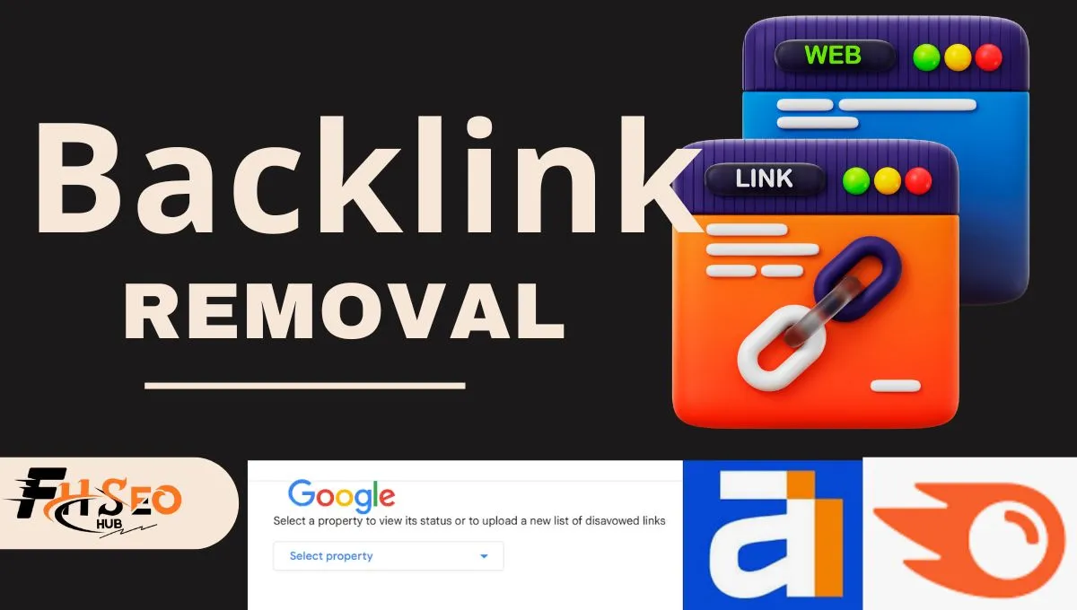 Backlink removal infographic showing the five-step cleanup process from audit to monitoring results
