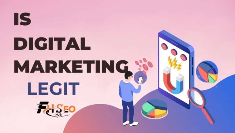 Is digital marketing legit infographic showing real ROI statistics by channel and red flags for spotting digital marketing scams