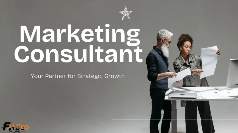 Infographic explaining what a marketing consultant does, showing pay ranges, career paths, and the difference from a fractional CMO