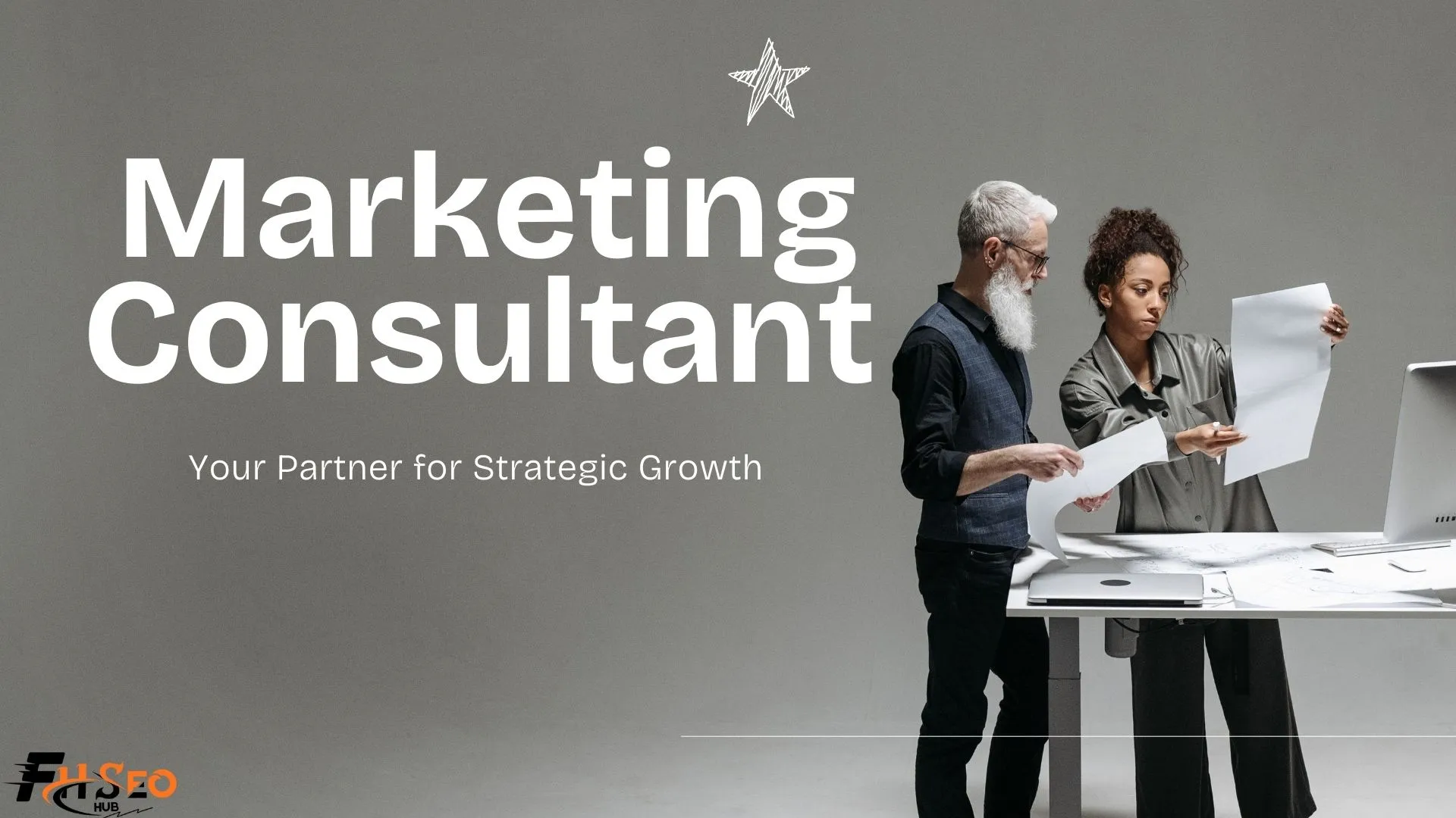 Infographic explaining what a marketing consultant does, showing pay ranges, career paths, and the difference from a fractional CMO