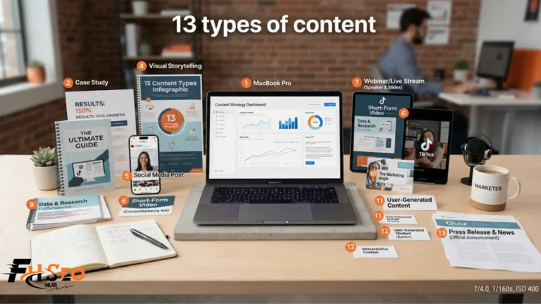 Overview of 13 types of content every digital marketer should use, from blog posts to interactive quizzes