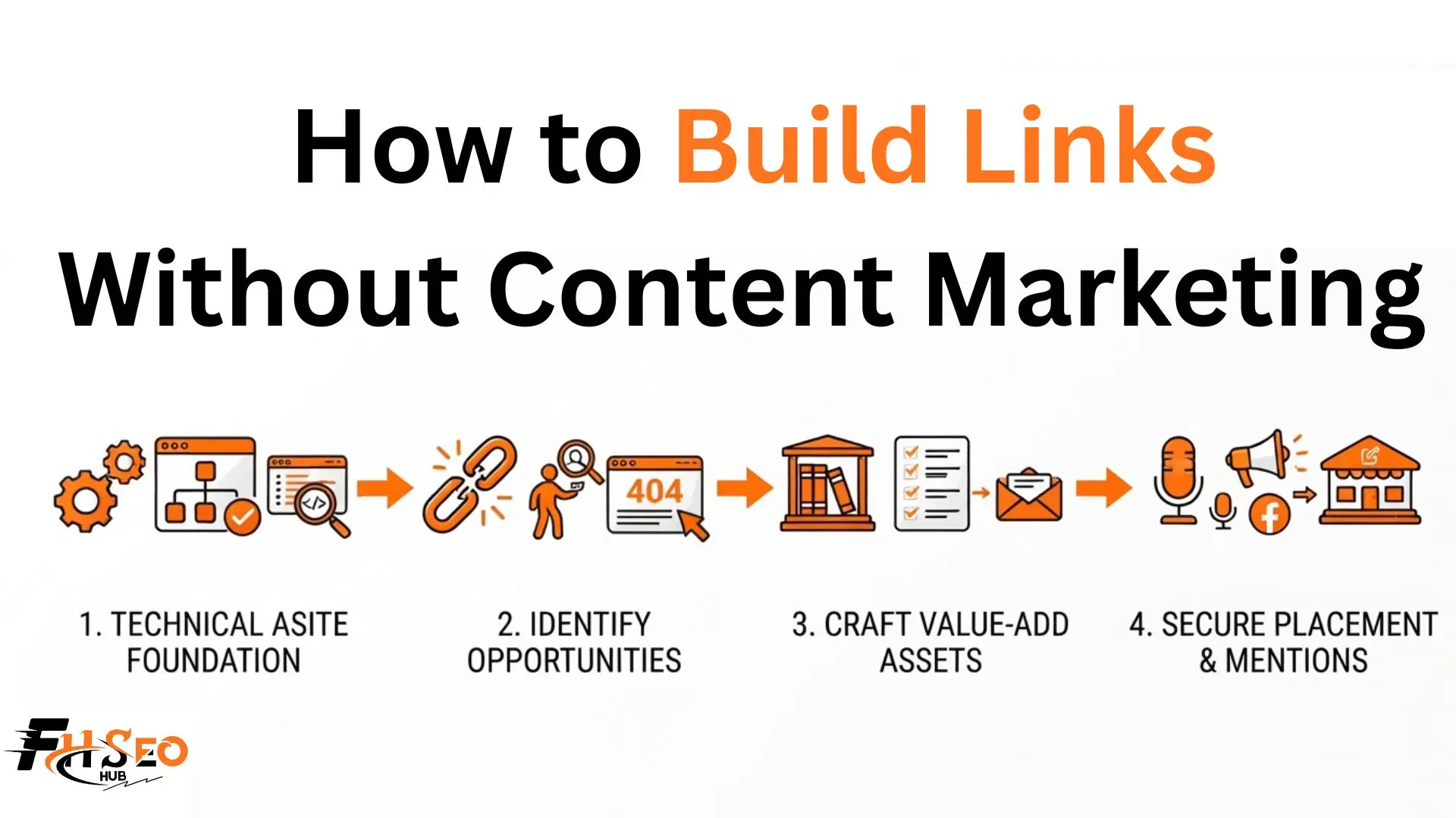 : Diagram showing how to build links without content marketing using testimonials and mention reclamation