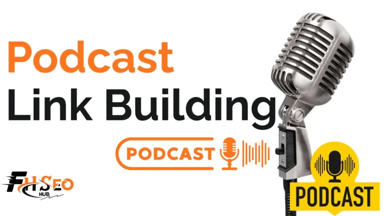Diagram showing how podcast link building generates backlinks from show notes and episode pages