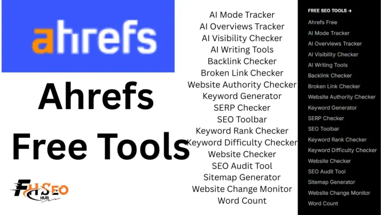 Diagram showing all the free Ahrefs tools included in Ahrefs Webmaster Tools
