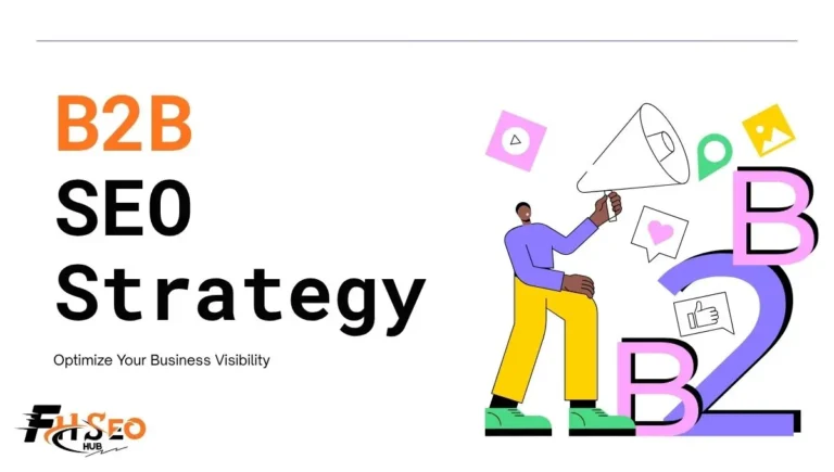 Diagram showing a B2B SEO strategy funnel from awareness keywords to decision-stage content