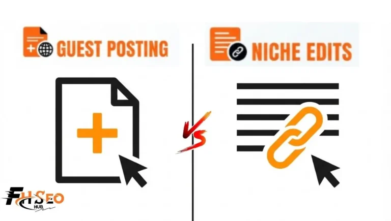 Comparison chart of guest posting versus niche edits showing cost, speed, and SEO differences
