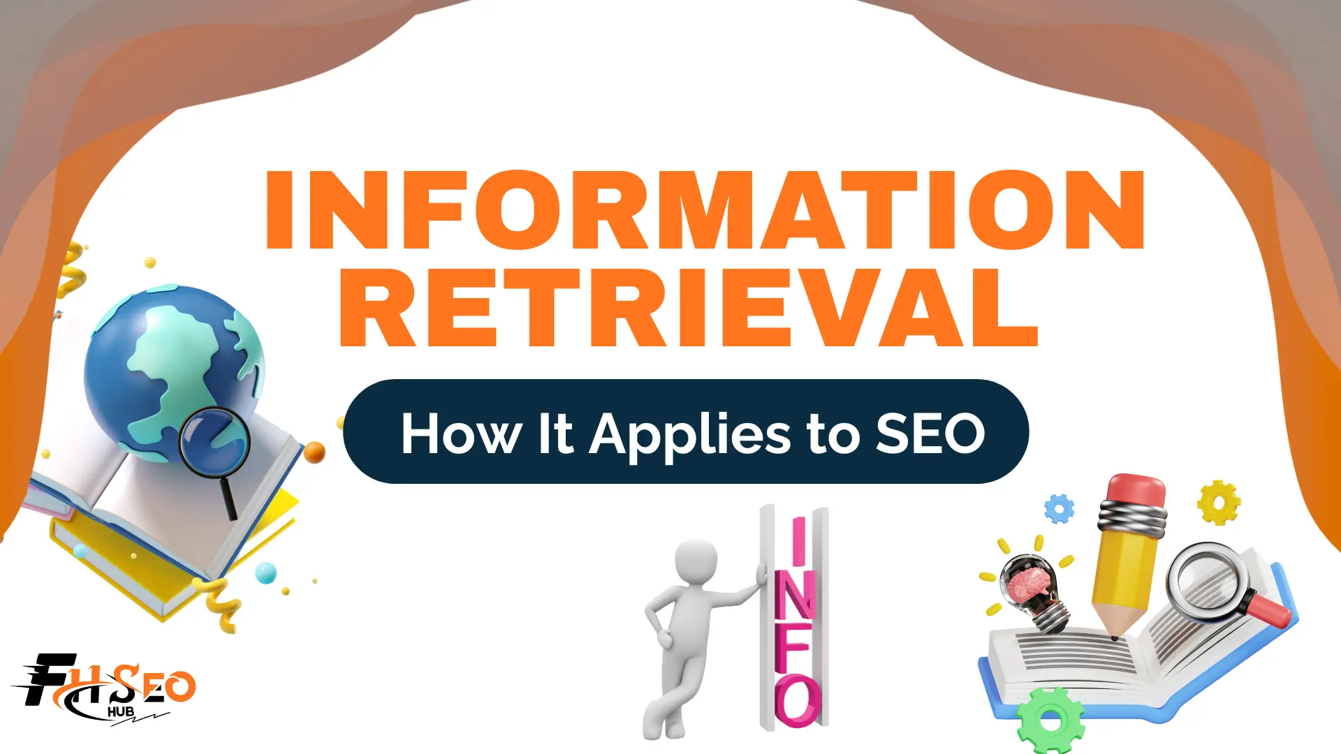 Diagram showing how information retrieval components like indexing, TF-IDF, and PageRank apply to SEO