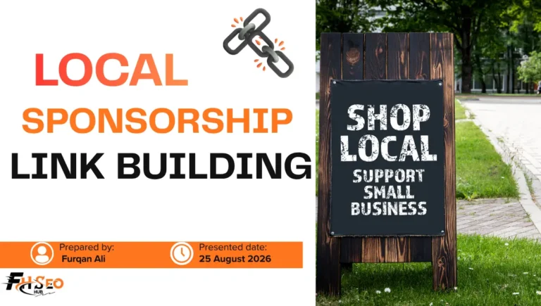 Diagram showing local sponsorship link building sources including chamber of commerce, schools, and youth sports
