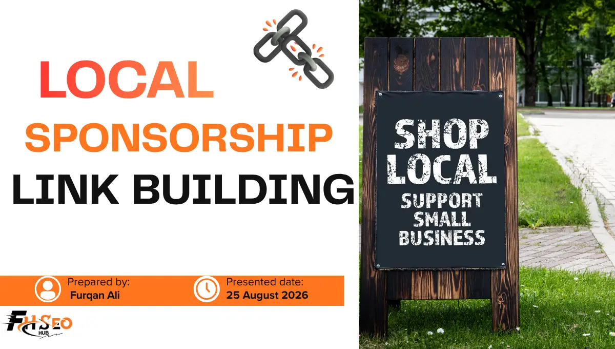 Diagram showing local sponsorship link building sources including chamber of commerce, schools, and youth sports