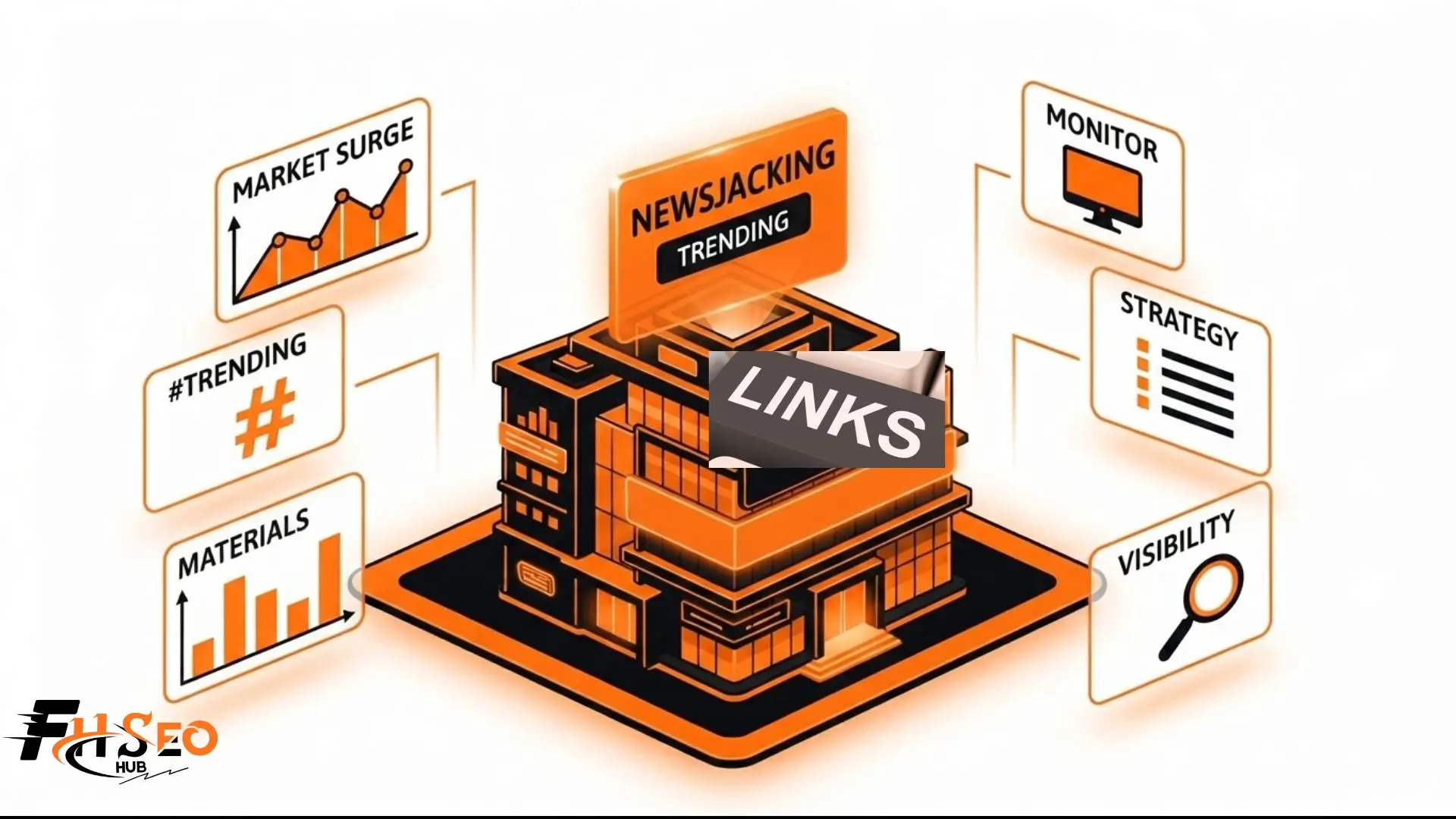Checklist and timeline showing how to run a newsjacking campaign for link building