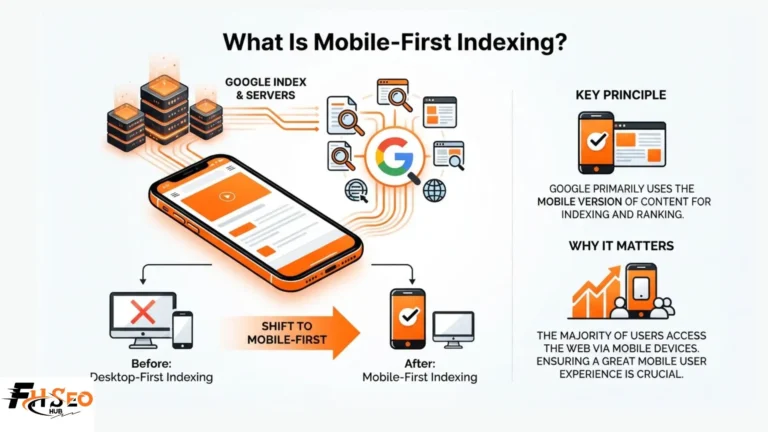 Diagram showing how mobile-first indexing uses Googlebot Smartphone to crawl and rank websites