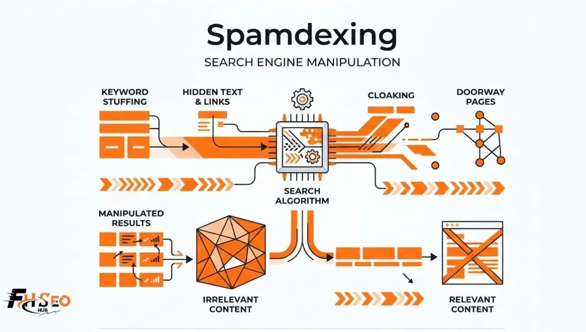 Spamdexing covers keyword stuffing, cloaking, and link spam. See what Google genuinely penalizes, how it's detected, and how to avoid it. Diagram explaining spamdexing techniques and what Google penalizes through manual and algorithmic actions