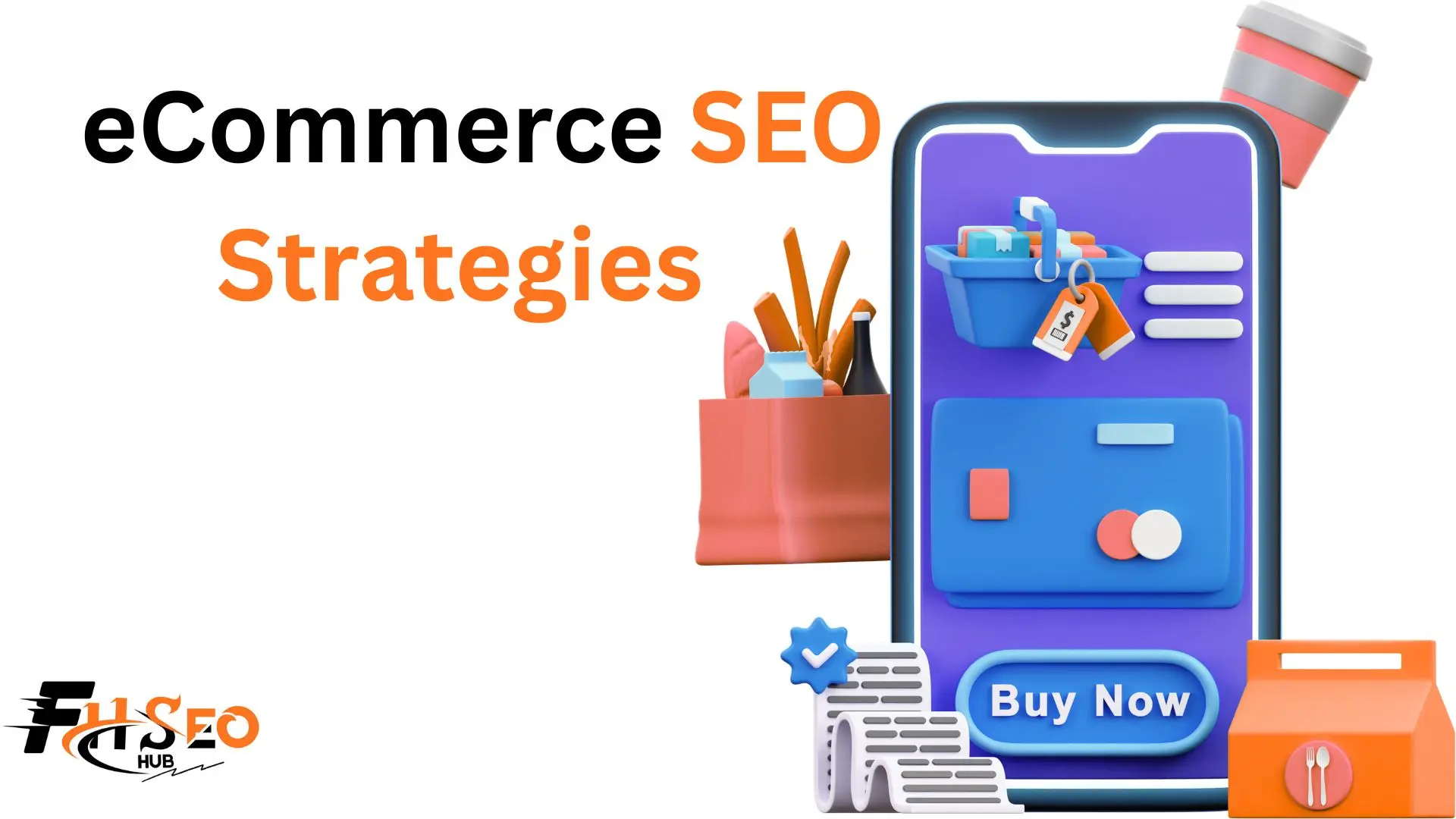 Overview diagram of eCommerce SEO strategies covering technical, on-page, and off-page optimization