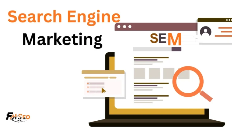 Diagram showing how search engine marketing works from keyword bid to ad auction to search results page