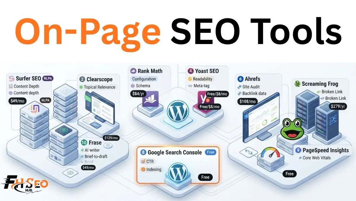 Comparison chart of the top 10 on-page SEO tools for content scoring and technical audits in 2026